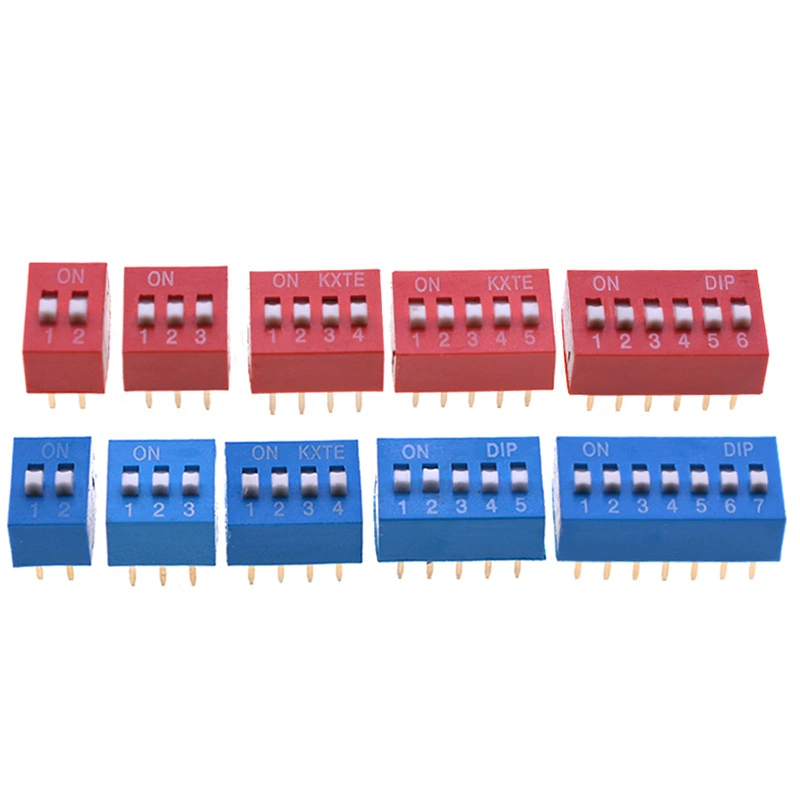 Dip Switch Red Blue Switch 2.54MM 1 2 3 4 5 12P Coded Rotary Switch