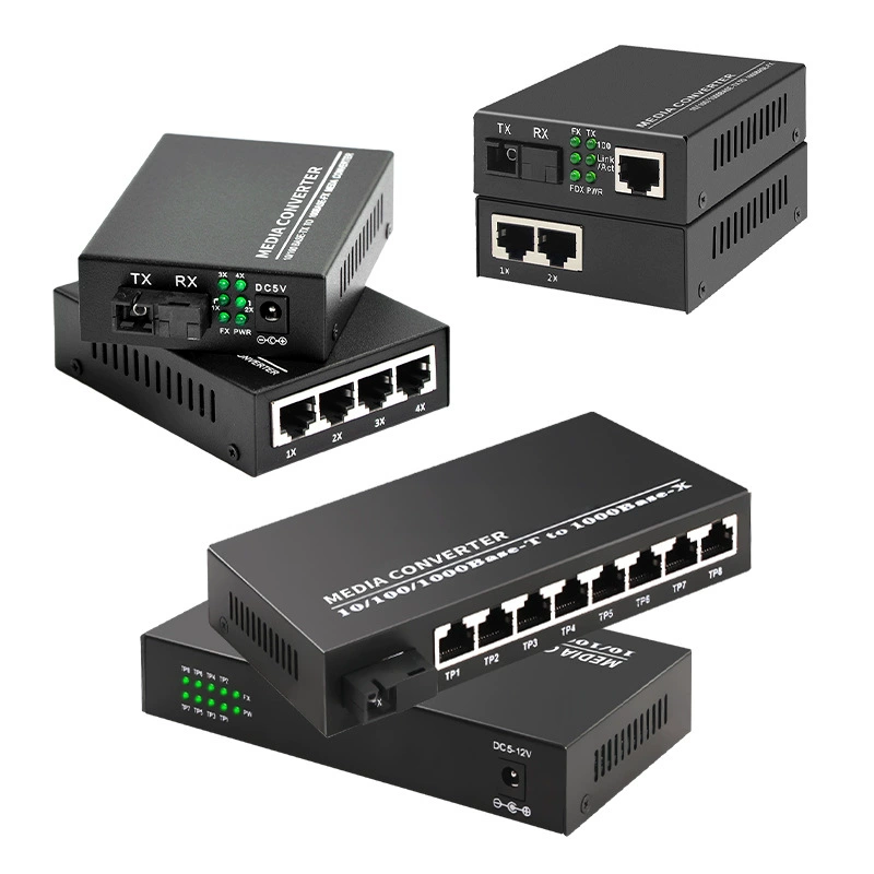 Industrial Fiber Optic 1 2 4 Converter 8 1