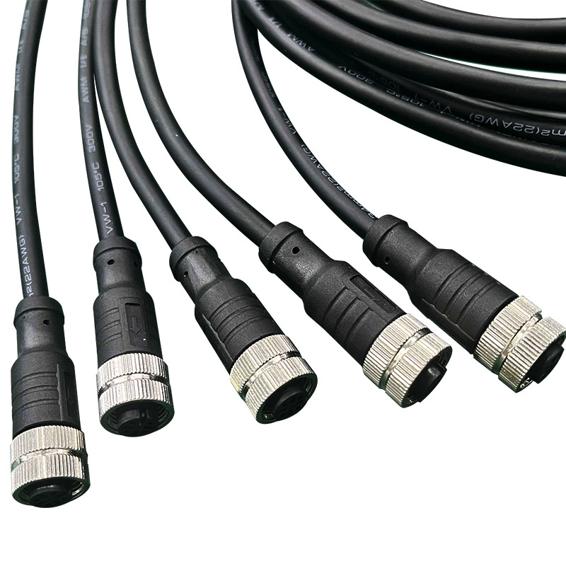 M12 Aviation Plug Sensor Connector Female Pin With Wire Molded Waterproof Connector 1