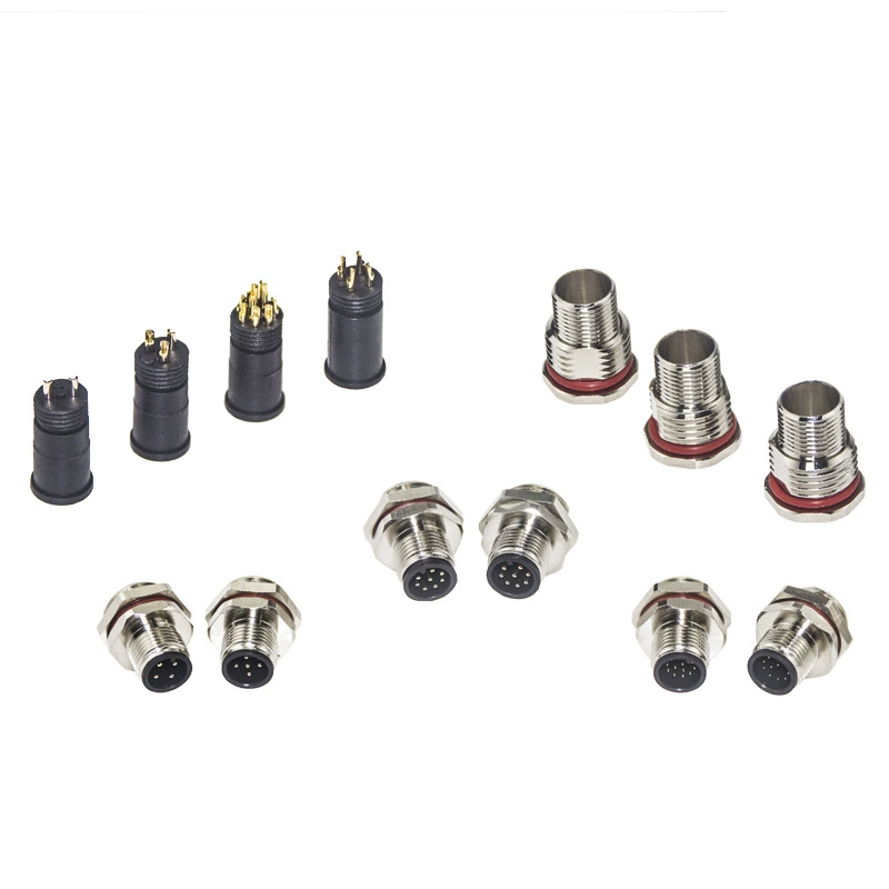 M12 Metal Pcb Socket 2 3 4 17 Pin Connector Waterproof Connector