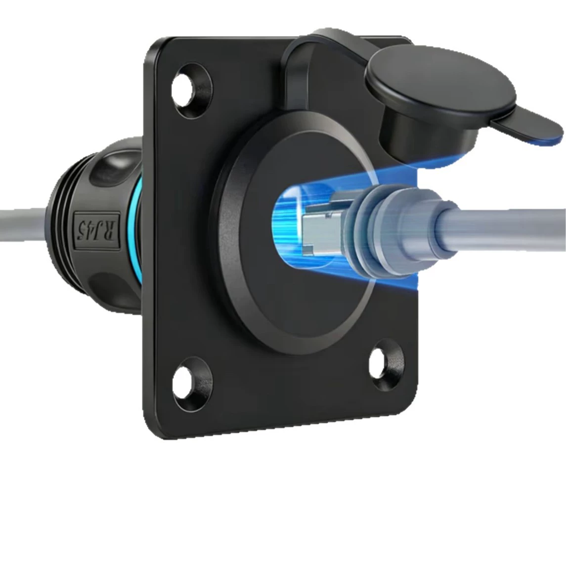 RJ45 Connector GEN3 Ethernet Female To Female IP68 Aluminum Bulkhead Waterproof Panel Mount Socket