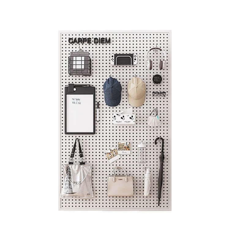 Wall Mounted Pegboard Organizer Shelf For Entryway Iron Wall Storage Rack 1